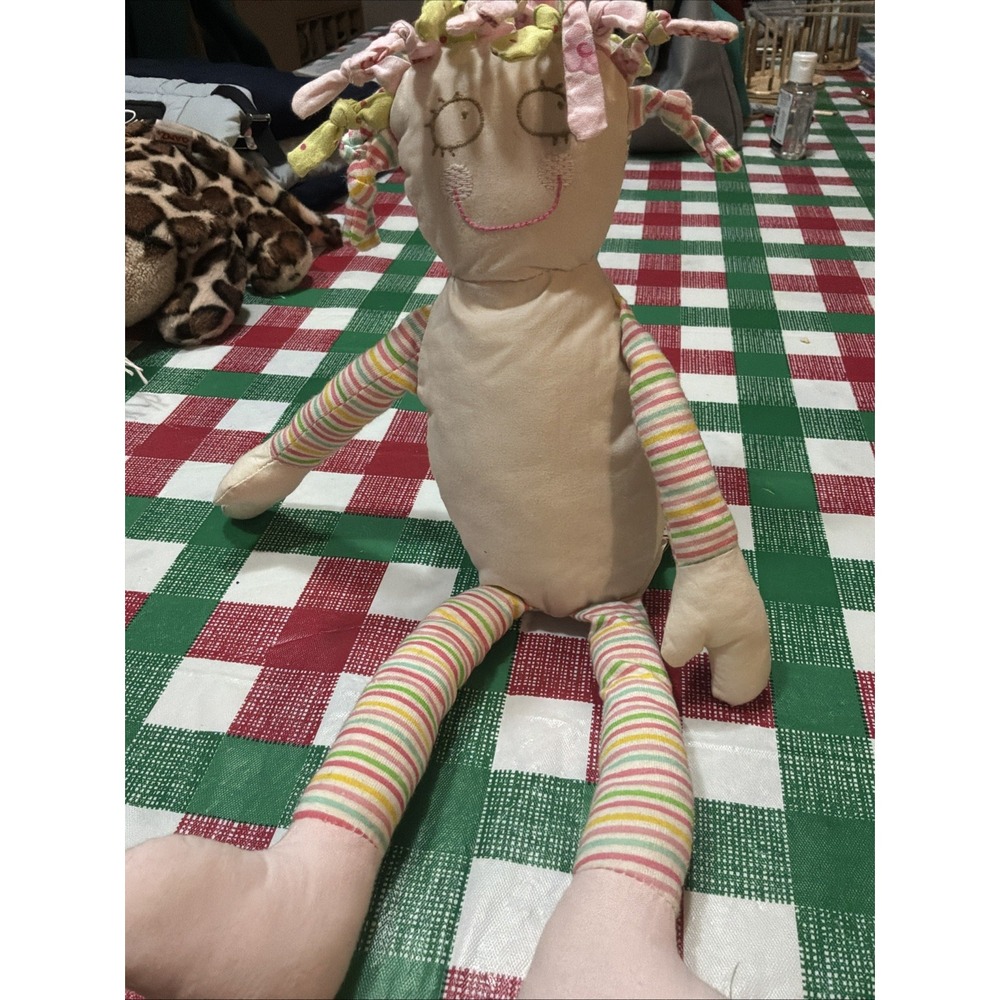 Maison Chic Rag Doll Pink No Dress Butterfly‎ Striped Legs Embroidered Face